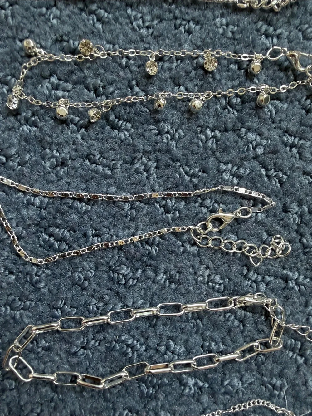 Set of 5Delicate Silver Tone Layered bracelet Set